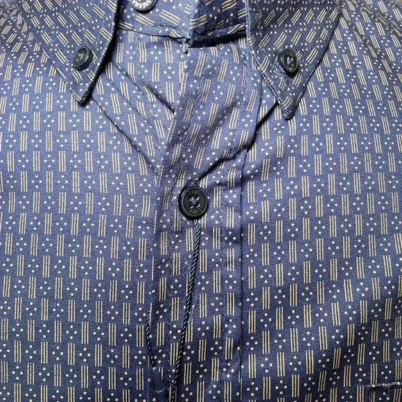 Ben Sherman  navy and brown short sleeve button down shirt sz M - Picture 3 of 5